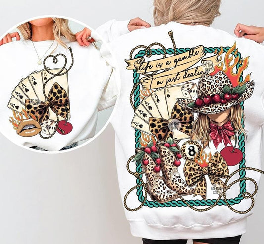 Retro Leopard Western Country Sweatshirt, Life is a Gamble Sweatshirt, Wild West Gifts, Retro Cowgirl Sweatshirt, Turquoise, Western Shirt