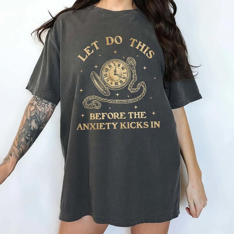 Retro Lets Do This Before Anxiety Kicks In Comfort Colors Shirt, Funny Humor Tee, Hilarious  T-shirt, Anxiety Awareness Gift, Womenswear