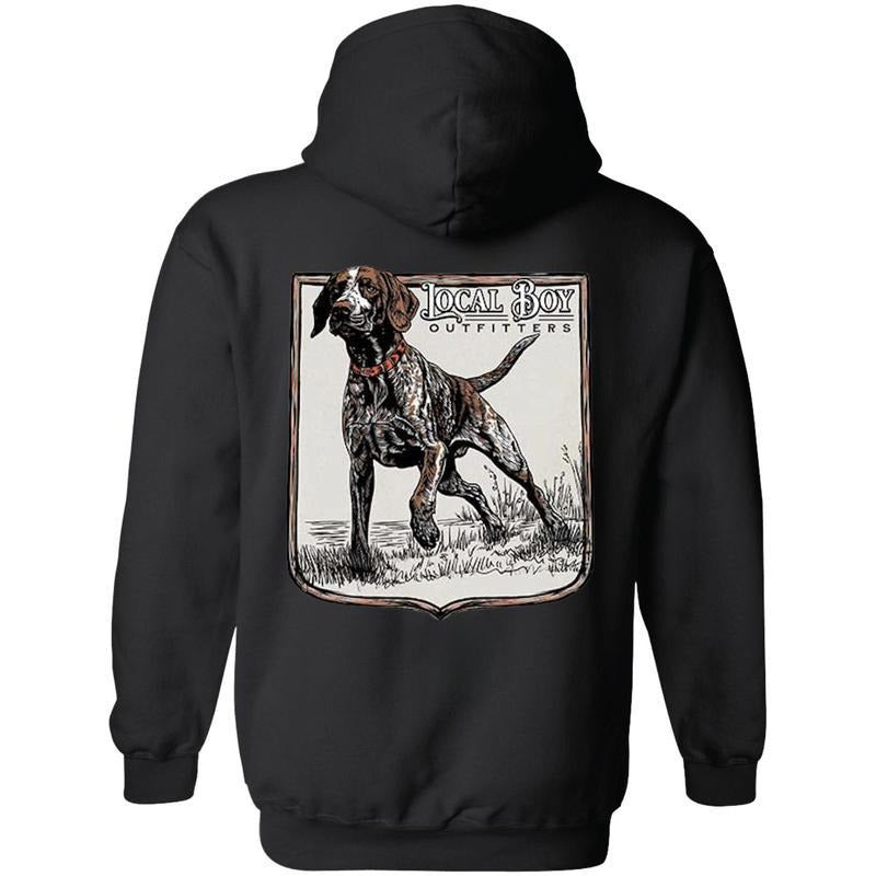 Retro Local Boy Outfitters Pointer Hunting Dogs Camo Back Side Unisex Hoodie - Sweater - Shirt, Full Sizes, Full Colors