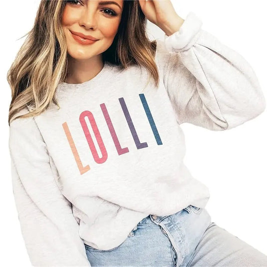 Retro Lolli Ombre Sweatshirt, New Grammy, Lolli Shirts, Pregnancy Reveal, Gift, Unisex Cotton