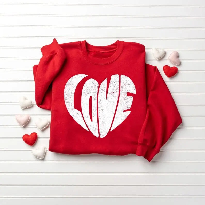 Retro Love Hearts Sweatshirt, Valentines Day Sweatshirt, Valentines Day Shirts for Women, Valentines Day Gift, Heart Sweatshirt, Love Gift