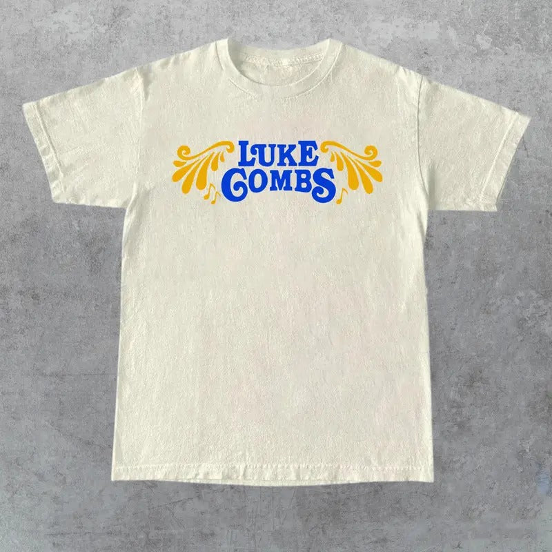 Retro Luke Combs Beer Never Broke My Heart Tee, Front and Back Print, Unisex Apparel, Relaxed Fit, USA-Made, Trendy Shirts for Everyone, Great Gifts for Loved Ones, Lite, Cowboy, Busch Light 2
