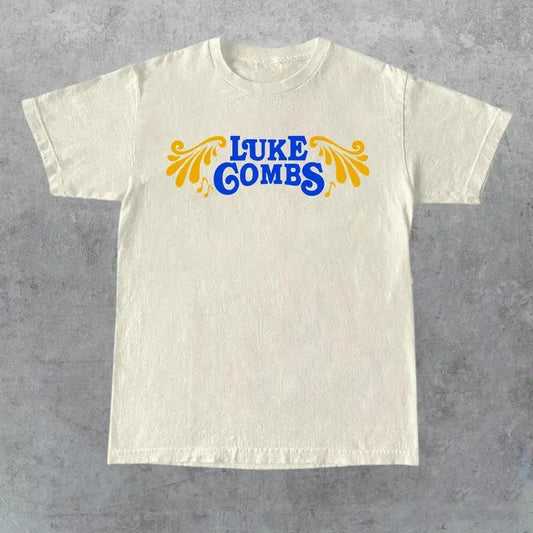 Retro Luke Combs Beer Never Broke My Heart Tee, Front and Back Print, Unisex Apparel, Relaxed Fit, USA-Made, Trendy Shirts for Everyone, Great Gifts for Loved Ones, Lite, Cowboy, Busch Light 2