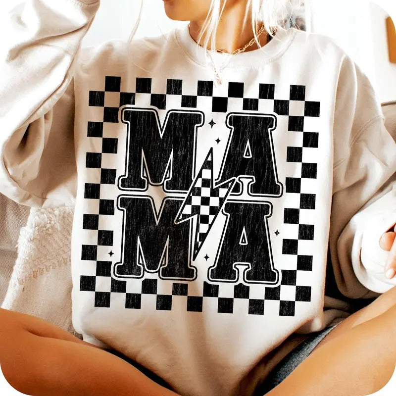 Retro Mama Checkered Shirt, Retro Mama Shirt, Mothers Day Shir Cotton Womenswear Fashion Comfortable