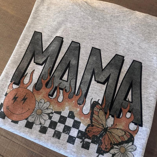 Retro Mama Flame Checkered Shirt, Sweatshirt Mothers Day Gift Idea, Matching Mamas Boy and Mamas Girl, western clothing, western outfits women, western tops