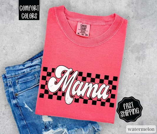 Retro Mama Shirt Comfort Colors, Mother's Day Gift for Mom, Cute Mom Shirt, Oversized Mama Tshirt