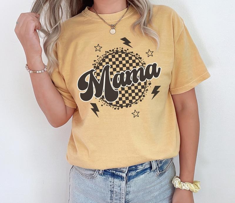 Retro Mama Shirt Mama Tshirt Checkered Mama T-shirt Gift For Mom Mother's Day Gift Mama Shirt For Mom New Mom Gift Mama Tee  sweater