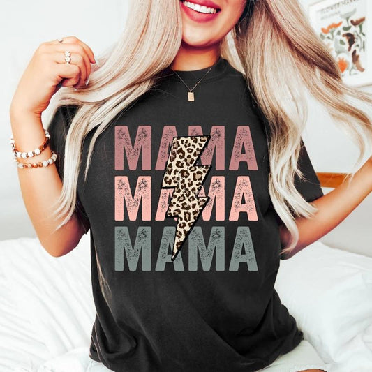Retro Mama Shirt, Leopard Mama Shirt, Mom Life Shirt,Girl Mama Shirt, Motherhood Shirt, Cute Mom Shirt,Mothers Day Gift,Mama T-shirt Shortsleeve Crewneck Top Womenswear