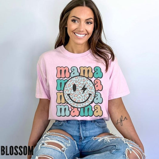 Retro Mama Shirt, Smiley Face Mama Shirt, Mother's Day Shirt For Mom, Mom Tshirt, Mama Tshirt, Pregnancy Announcement Shirt