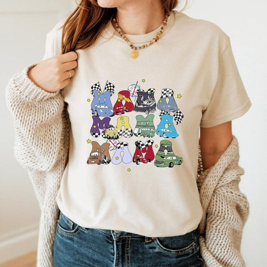 Retro Mc Que0n Cars Shirt,  Cars Movie Mama T-Shirt, cars movie Shirt, Piston Cup Champion Shirt, Car Mom Shirt Casual Cottonstyle{n002}2