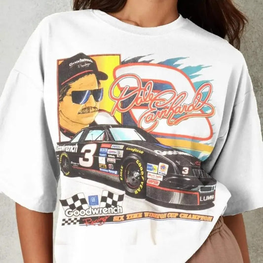 Retro Memories 1989 Nascar Chase Dale Earnhardt T-Shirt Cotton Fit college hoodie Top Womenswear Polyester Spandex