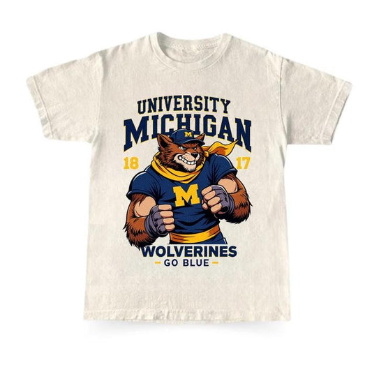 Retro Michigan Football Cotton T-Shirt Unisex Design