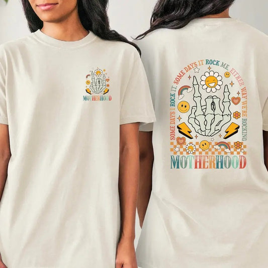 Retro Motherhood Some Days I Rock It Shirt Vintage Mom Comfort Colors Tshirt Rocking Motherhood Sweatshirt Rock N Roll Skeleton Hand Tee