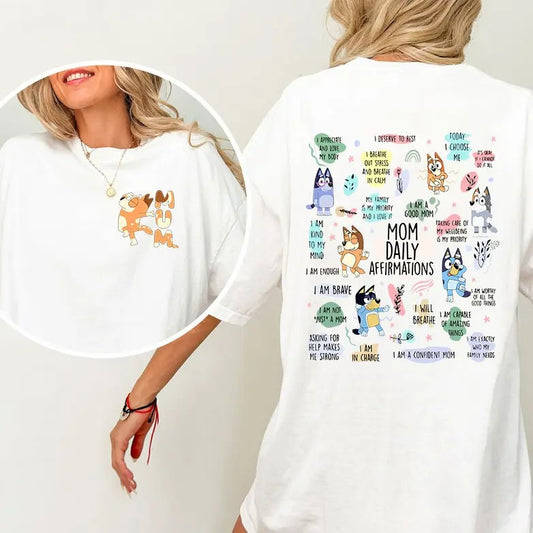 Retro Mum Blueyyy Shirt, Blueyy Mom Life Sweatshirt, Funny Mom T- Shirt, Mother Day BBlueyy Shir, Mom Daily Affirmation Shirt