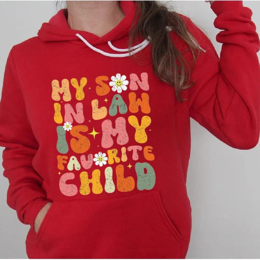 Retro My Son In Law Is My Favorite Child Shirt, Funny Mother In Law Gift, Retro Mom Shirt, Gift For Wife's Mom, Unisex Crewneck Pullover Tee, Classic Streetwear