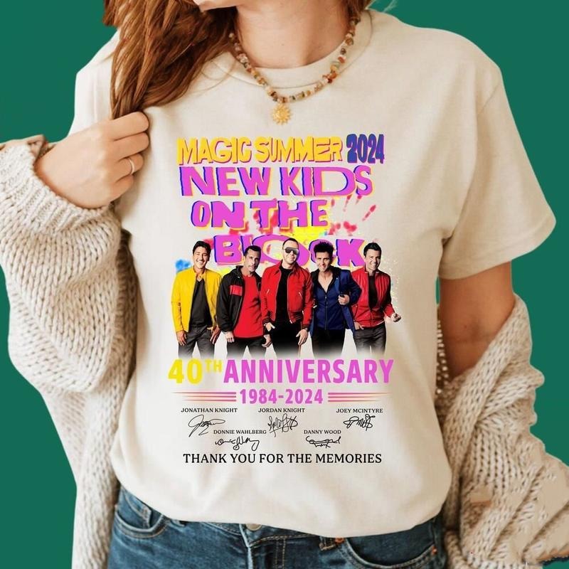 Retro New Kiids On The Bllock Concert Tee, Nk0ttb Magic Summer 2024 Shirt, Retro 40th Anniversary Celebration Shirt, Retro Concert Shirt, Unisex T-Shirt, Gifts For Friend, Short Sleeve Tee Shirt, Gifts For Birthday Fathers Day Christmas