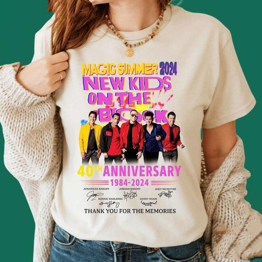 Retro New Kiids On The Bllock Concert Tee, Nk0ttb Magic Summer 2024 Shirt, Retro 40th Anniversary Celebration Shirt, Retro Concert Shirt, Unisex T-Shirt, Gifts For Friend, Short Sleeve Tee Shirt, Gifts For Birthday Fathers Day Christmas