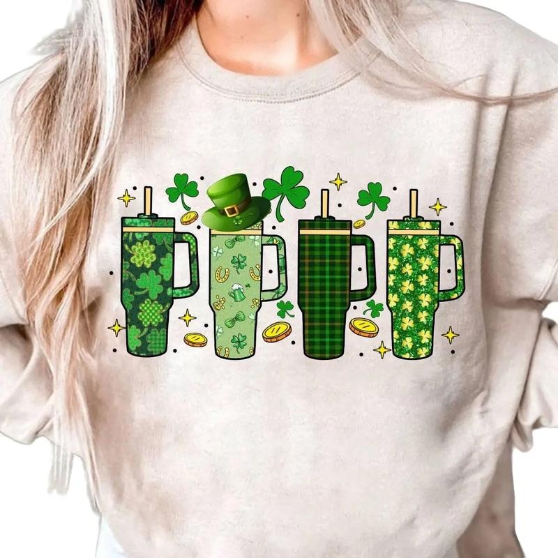 Retro Obsessive Cup Disorder St. Patrick's Day Sweatshirt, Hearts Retro Groovy Sweater, St Patrick's Day Sweatshirt, Gift For Family Friends, Gifts Ideas For Saint Sweater, Long Sleeve Tee Crewneck Fit Unisex