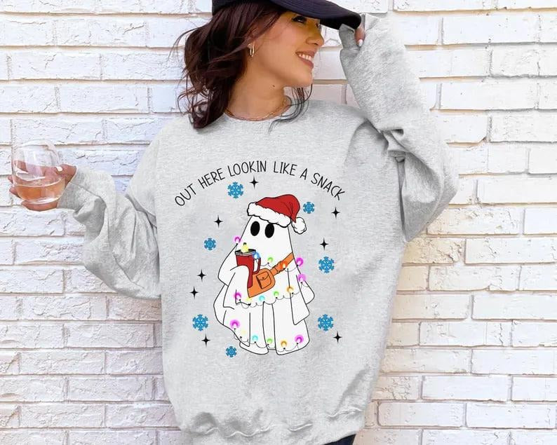 Retro Out Here Lookin Like A Snack Sweatshirt, Boujee Christmas Tree Shirt, Funny Christmas Shirt, Xmas Party Shirt, Christmas Cake Tee