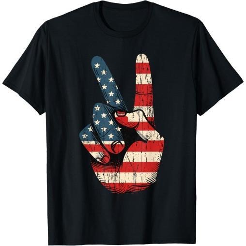 Retro Peace Sign Vintage 60's 70's Hippie T-Shirt Made in USA