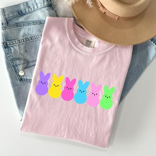 Retro Peeps, Easter Candy, Rabbit, Bunny Comfort Colors Tshirt, Women's Crew Neck, Crewneck