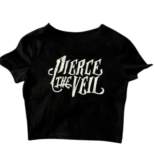 Retro Pierce The Veil Baby Tee, Y2k Top Women Streetwear, Gothic Emo Girl, Scene Clothing 2000s, Women Fitted T-Shirt, Gift For Girlfriend