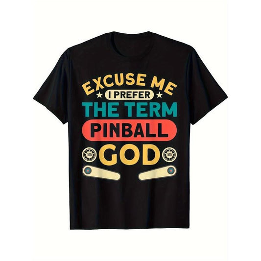 Retro Pinball Game Pinball Player Pinball Machine Pinball T-Shirt 220g, Men's Printed Short Sleeve T Sleeve, Comfortable, Versatile, Everyday Made in USA