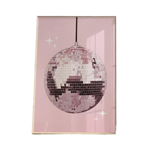 Retro Pink Disco Ball Poster, Mirror Ball Wall Art, Vintage 70's Style Decor, Trendy Prints Poster, Pink Aesthetic Prints, Poster Prints No Frame, Big Wall Art, Gifts For Birthday Christmas Xmas