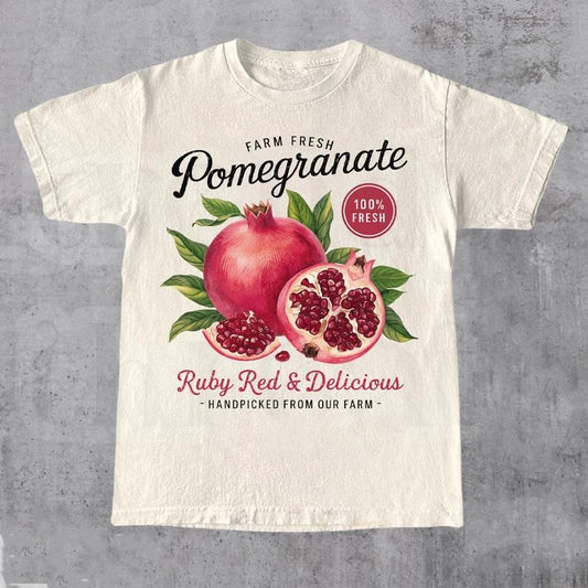 Retro Pomegranate Commercial Graphic Shirt, Vintage Pomegranate T-Shirt, Unisex Cotton Tee, y2k Style T Shirt, Cool Gift, crewneck
