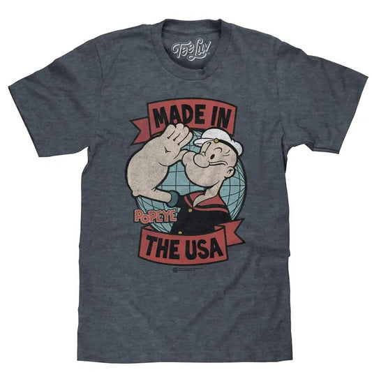 Retro Popeye Made in the USA T-Shirt - Indigo Heather