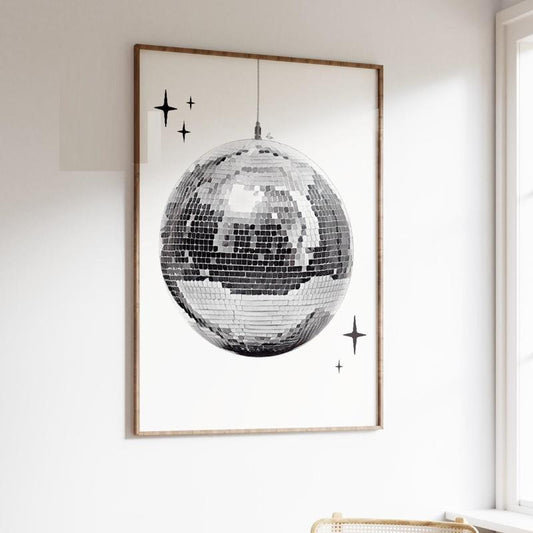Retro Print, Disco Ball, Vintage Print Disco Decor, Retro Poster Wall Art, Aesthetic Funky Print, Poster Prints No Frame, Gifts For Women Wall Art Decor, Art Posters, Gifts For Birthday Christmas Landscape Ornaments