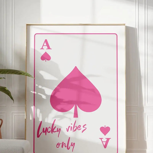 Retro Print, Trendy Minimalistic Lucky You Poster, Girly Preppy Prints, Ace Card Girls Room Decorations, Dorm Decor, Poster Prints No Frame, Gifts For Her Wall Art Decor, Wall Art Home Decor, Big Wall Art, Gifts For Birthday Christmas Artwork Landscape