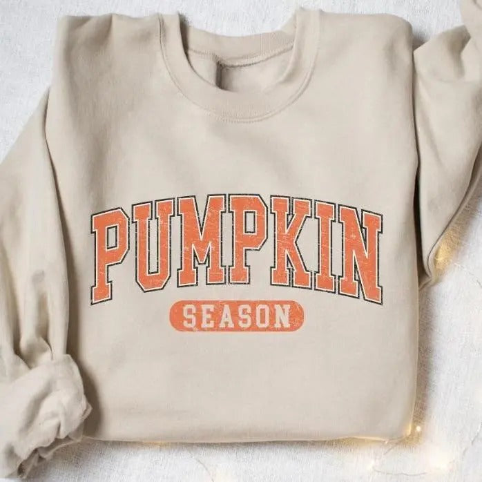 Retro Pumpkin Season Sweatshirt Cute Fall Sweatshi_936 , Multiple Colorways - Full Size Range