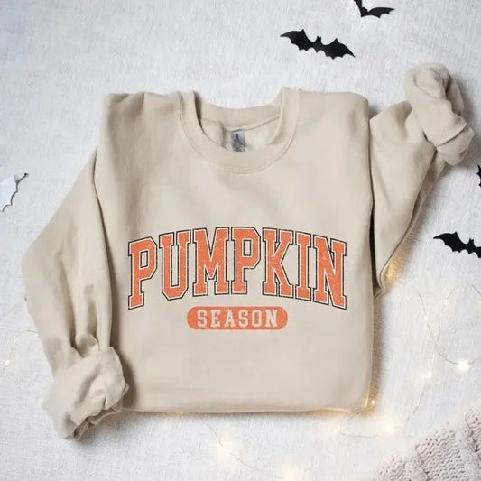 Retro Pumpkin Season Sweatshirt Shirt - Cute Fall Sweatshirt, Perfect Thanksgiving Gift, Cozy Halloween Sweatshirt for Women, Ideal Fall and Autumn Gift, Stylish Autumn Apparel for the Season Comfort Cotton
