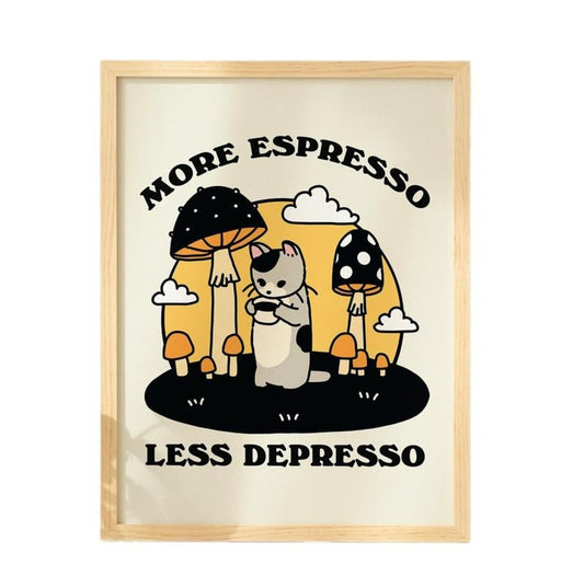 Retro Quote Wall Print, More Espresso Wall Decor, Retro Cat Coffee Poster, Coffee Bar Art, Gifts For Friends Besties Wall Art Decor, Poster Prints No Frame, Dorm Room Decor, Abstract Wall Art, Gifts For Birthday