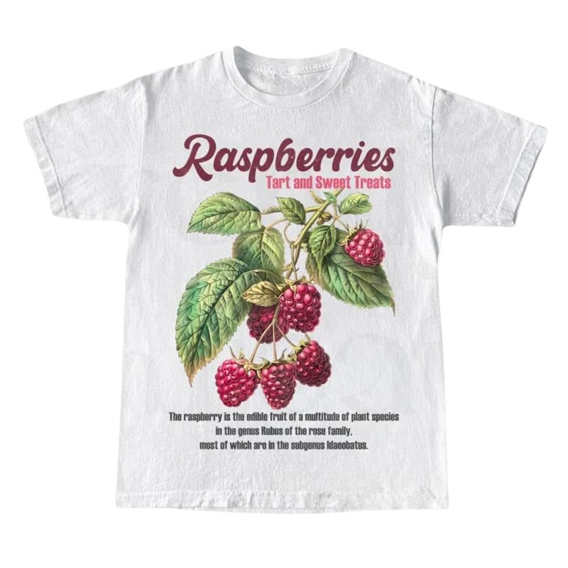 Retro Raspberries Commercial Graphic Shirt, Vintage Raspberry T-Shirt, Unisex Cotton Tee, y2k Style, Unisex T-shirt, Graphic tees Top Womenswear