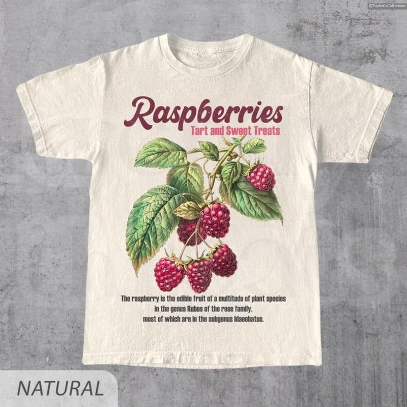 Retro Raspberries Commercial Graphic Shirt, Vintage Raspberry T-Shirt, Unisex Y2K Cotton Tee, Cool Gift , Global Trending Outfits