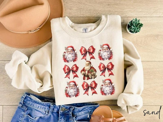 Retro Santa Claus Sweatshirt, Vintage Santa Sweatshirt, Retro Christmas Santa, Holiday Clothing Women, Coquette Christmas Sweater, Xmas Giftstyle{n002}2