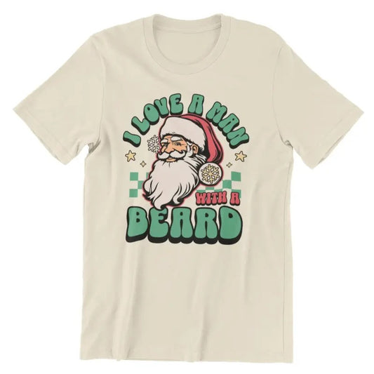 Retro Santa Shirt, I Love a Man with a Beard Shirt, Funny Santa Beard Shirt
