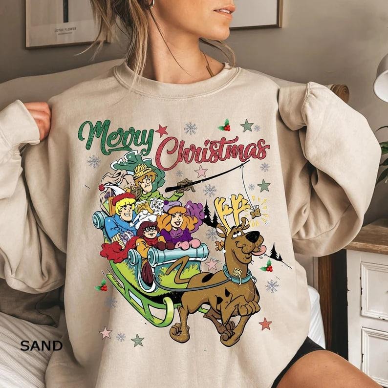 Retro Scooby Doo Christmas Sweatshirt, Scooby Doo Christmas Sweatshirt, Christmas Shirt, Merry Christmas  Scooby Doo Sweatshirt