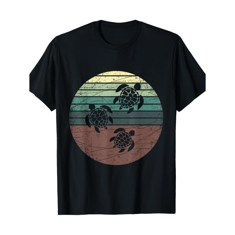 Retro Sea Turtle. 220 Grams100% Cotton T-shirt made in usa