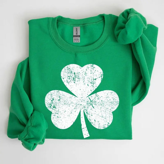Retro Shamrock, Clover, Lucky, Irish, Lucky Charm, St Patrick's Day Sweatshirt, Crew Neck, Women's, Crewneck