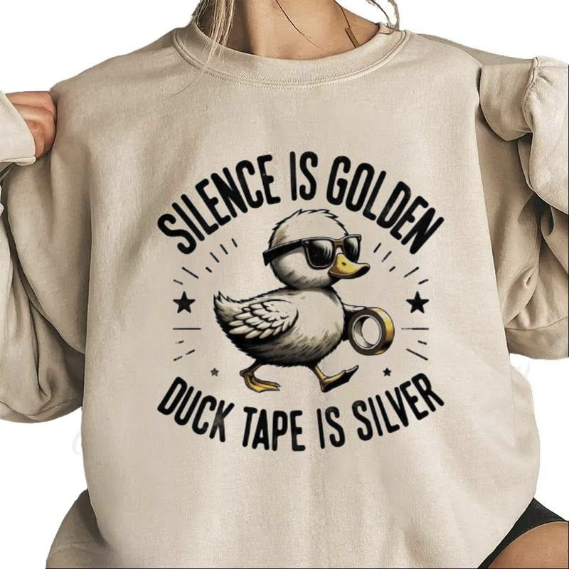 Retro Silence Is Golden Duck Tape Is Silver Sweatshirt Funny Duck T-Shirt Hoodie Hunting Season 2025 tee