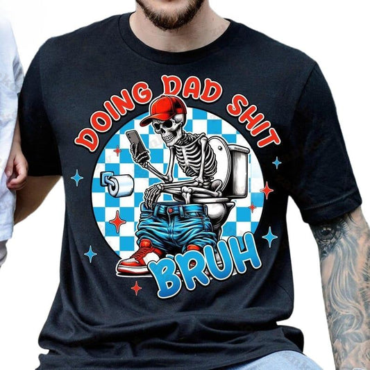 Retro Skeleton Toilet Shirt, Skeleton Father Shirt, Dad Shirt, Funny Doing Dad Bruh Graphic Tee, Trendy Father's Day Gift
