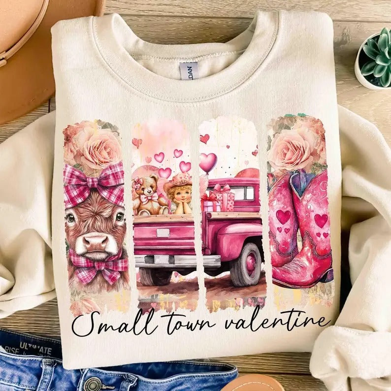 Retro Small Town Valentines  Sweatshir, Valentine's Day Sweatshirt  Crewneck