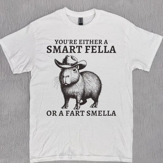 Retro Smart Fella Capybara 90s Shirt, Funny Capybara Vintage T-shirt, Vintage 90s Shirt, Washed Shirt, Vintage Distressed Tee, Funny Gift Classic Cotton