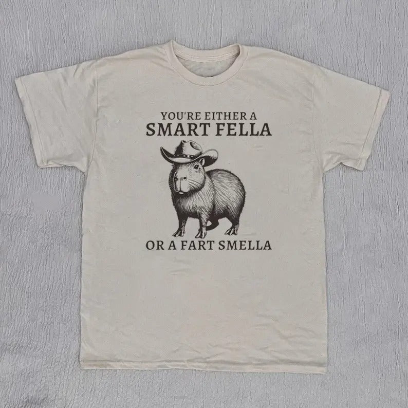 Retro Smart Fella Capybara 90s T-Shirt, Funny Capybara Vintage T-shirt, Vintage 90s Shirt, Vintage Distressed Tee, Funny Gift