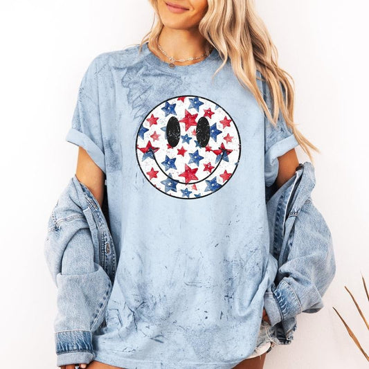 Retro Smiley, Vintage, Patriotic, America, USA, 4th of July, Color Blast Tshirt Comfort Colors T-Shirt