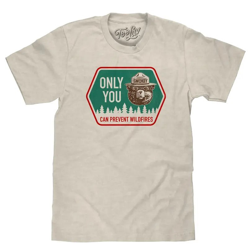 Retro Smokey Bear Only You Can Prevent Wildfires T-Shirt - Oatmeal Heather