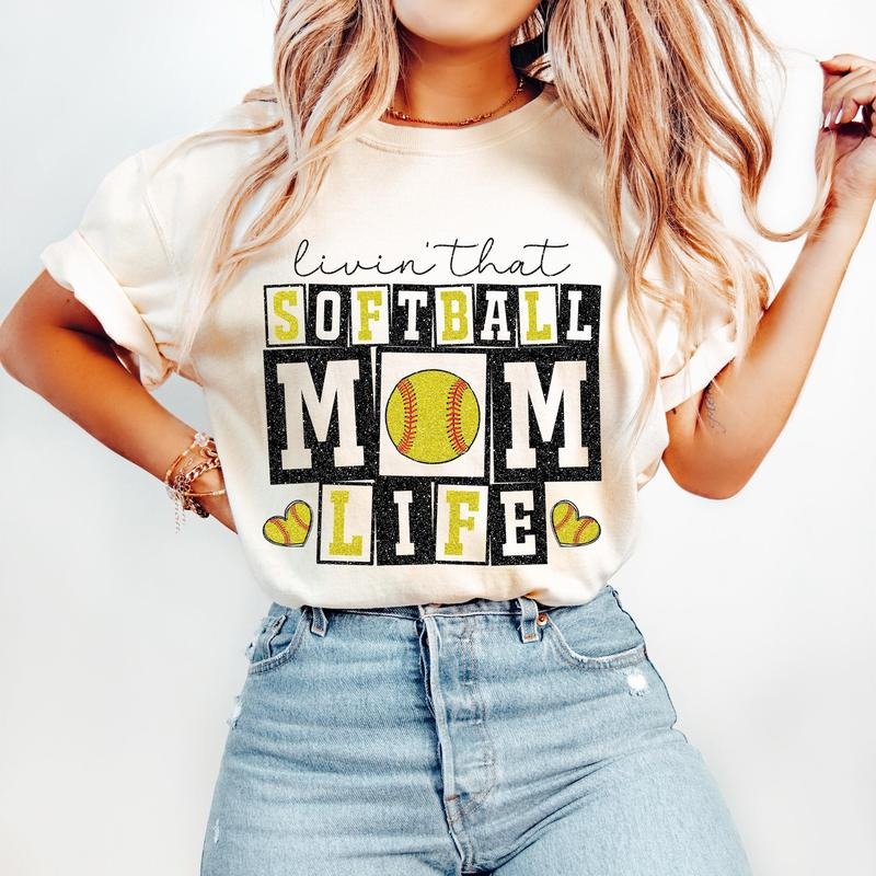 Retro Softball Mom T-Shirt, Softball T-Shirt, Softball Mom Life Retro Softball T-Shirt, Softball Mama, Game Day Softball T-Shirt